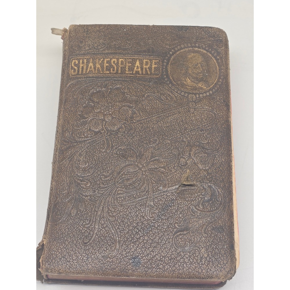 Antique Shakespeare Complete Works Embossed‎ Leather Hardcover Book Gold Gilt